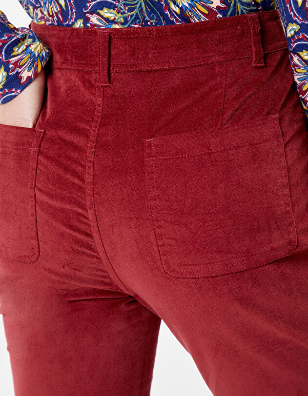 Pantalon velours droit stretch imprim&eacute; La Fianc&eacute;e