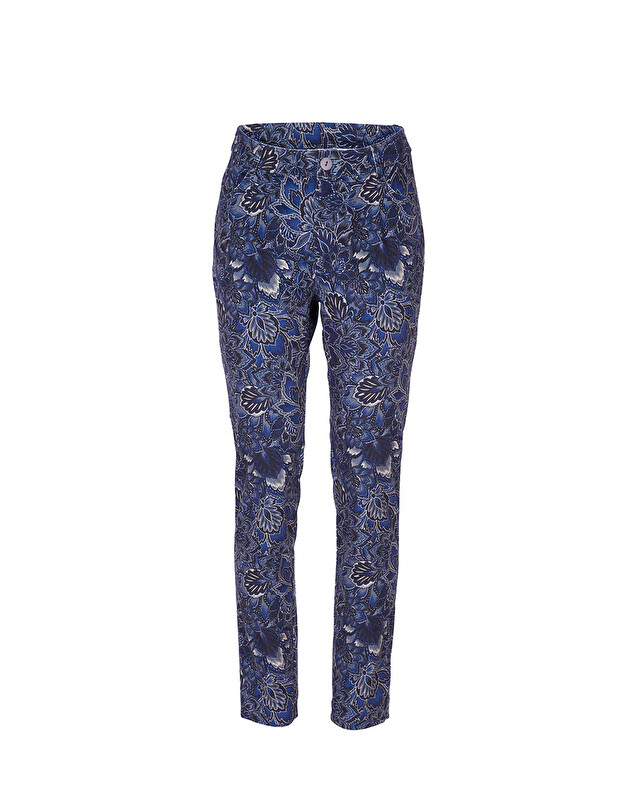 Pantalon velours droit stretch imprim&eacute; La Fianc&eacute;e