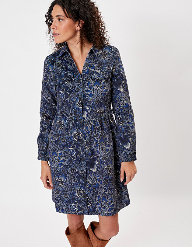 Robe chemisier velours stretch imprim&eacute; La Fianc&eacute;e