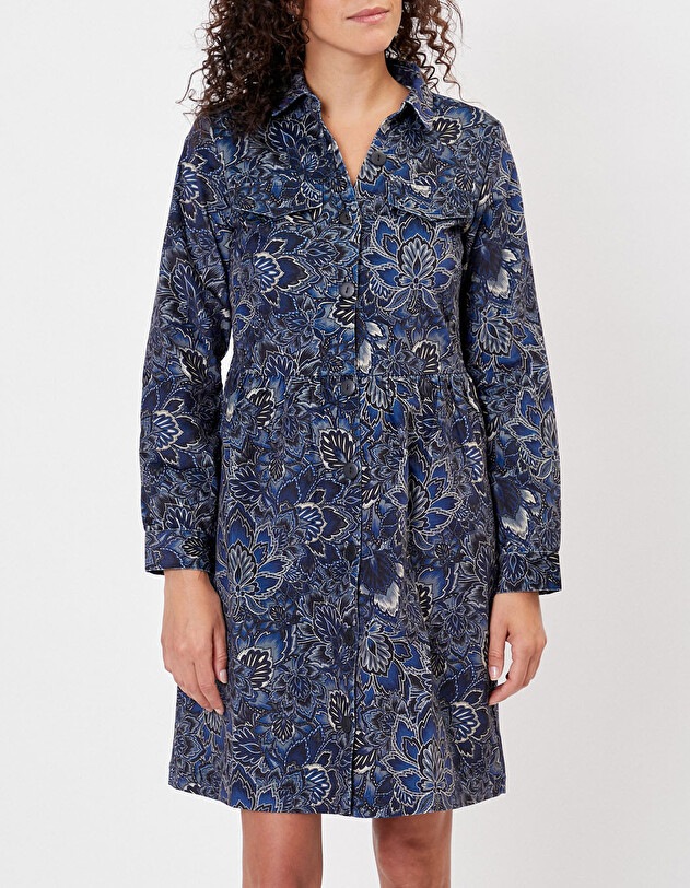 Robe chemisier velours stretch imprim&eacute; La Fianc&eacute;e