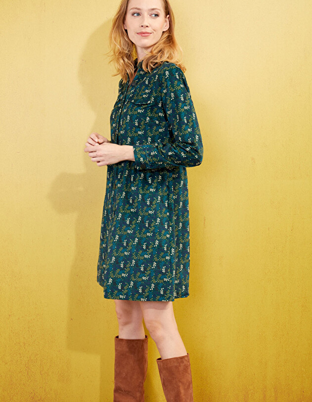 Robe chemisier velours stretch imprim&eacute; La Fianc&eacute;e