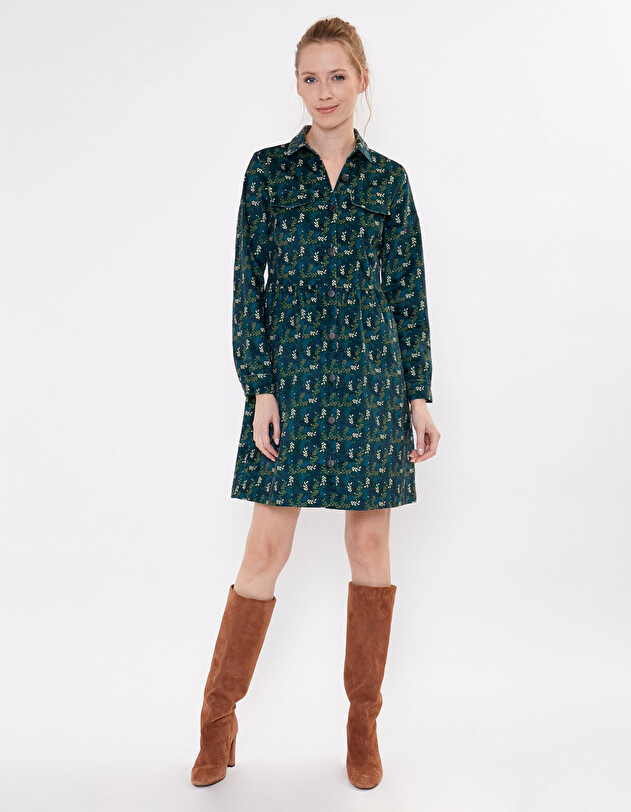 Robe chemisier velours stretch imprim&eacute; La Fianc&eacute;e