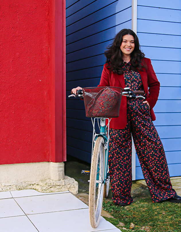 Veste blazer velours stretch imprim&eacute; La Fianc&eacute;e