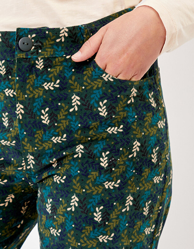 Pantalon velours large stretch imprim&eacute; La Fianc&eacute;e
