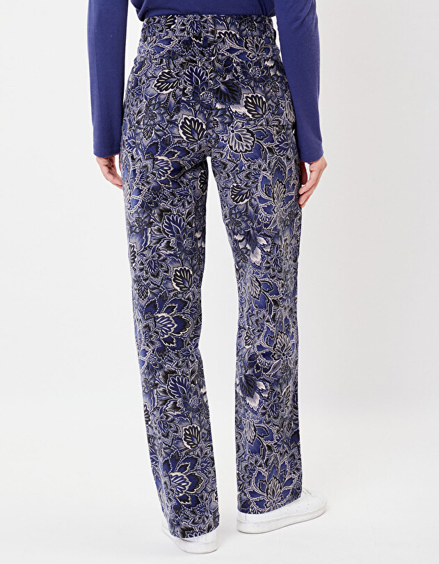 Pantalon velours large stretch imprim&eacute; La Fianc&eacute;e