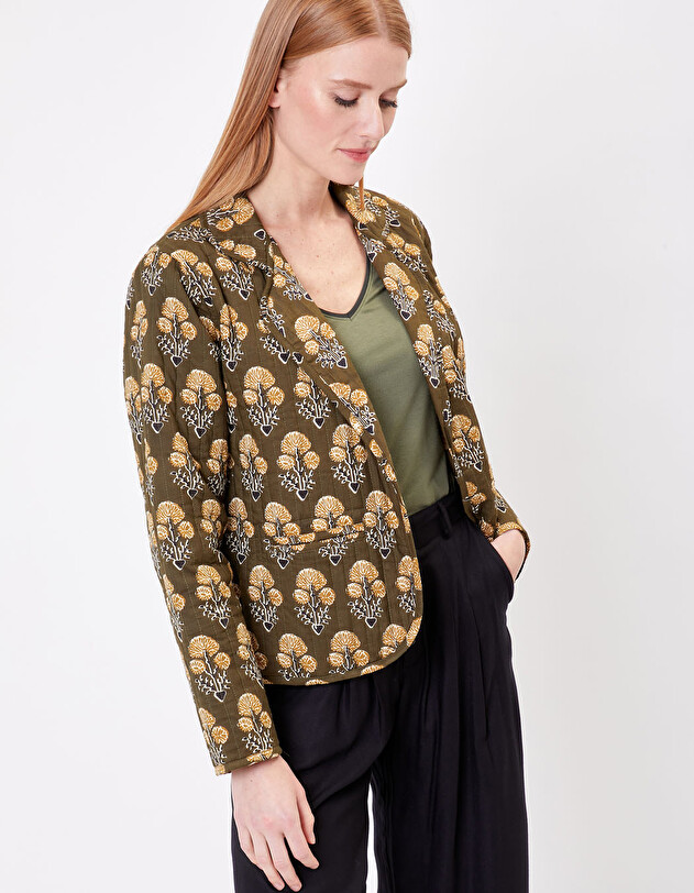 Veste tailleur coton matelass&eacute; imprim&eacute; La Fianc&eacute;e