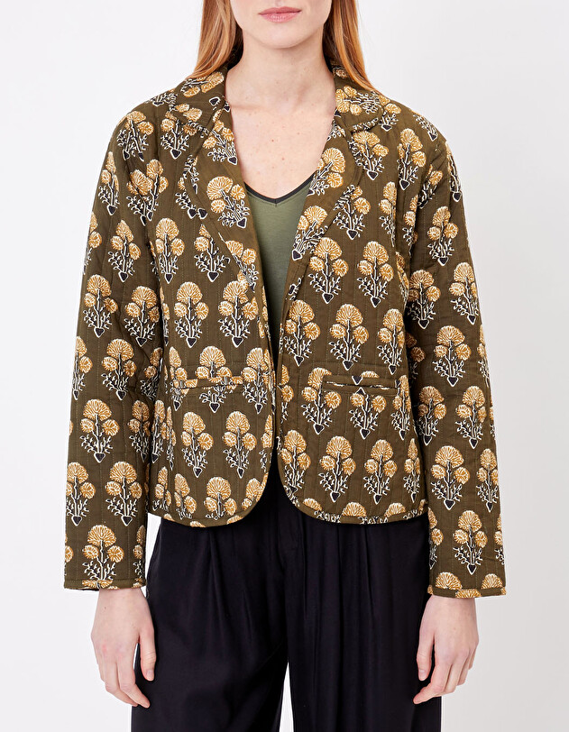 Veste tailleur coton matelass&eacute; imprim&eacute; La Fianc&eacute;e