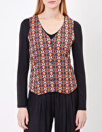 Gilet tailleur maille jacquard imprimé Princesse Nomade