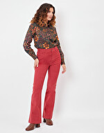 Pantalon velours coupe flare imprimé Princesse Nomade