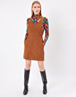 Robe salopette velours fin côtelé imprimé Princesse Nomade