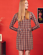 Robe droite maille jacquard imprimé Princesse Nomade