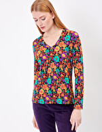 Top fluide droit col V imprimé Princesse Nomade