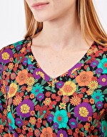Top fluide droit col V imprimé Princesse Nomade