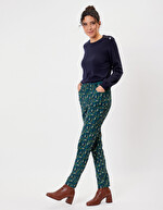 Pantalon velours droit stretch imprimé La Fiancée