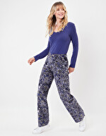 Pantalon velours large stretch imprimé La Fiancée